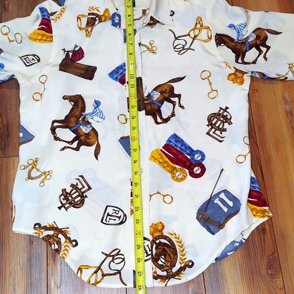 🚫SOLD🚫Vintage Lauren Ralph Lauren 100%SILK RL Horse Head Jockey Shirt Size 10P - Picture 8 of 10
